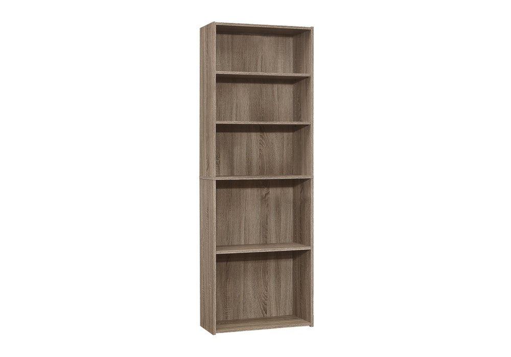 71" Taupe Distressed Wood Adjustable Five Tier Bookcase HomeRoots