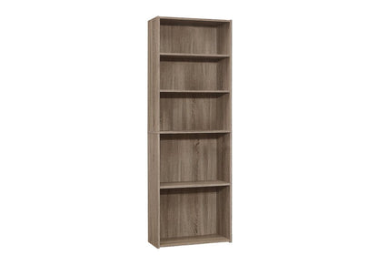 71" Taupe Distressed Wood Adjustable Five Tier Bookcase HomeRoots