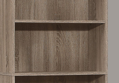 71" Taupe Distressed Wood Adjustable Five Tier Bookcase HomeRoots