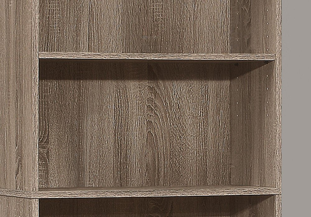 71" Taupe Distressed Wood Adjustable Five Tier Bookcase HomeRoots