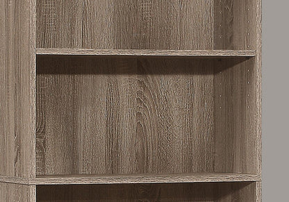 71" Taupe Distressed Wood Adjustable Five Tier Bookcase HomeRoots