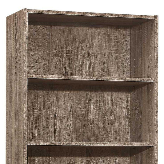 71" Taupe Distressed Wood Adjustable Five Tier Bookcase HomeRoots