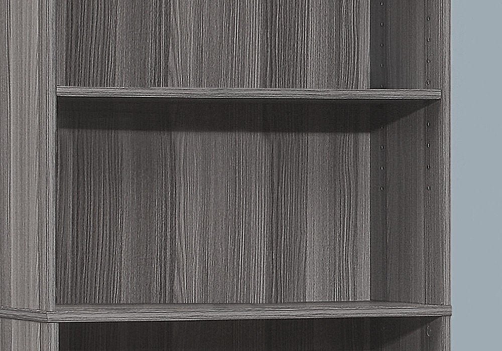 71" Gray Wood Adjustable Five Tier Bookcase HomeRoots