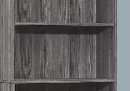 71" Gray Wood Adjustable Five Tier Bookcase HomeRoots