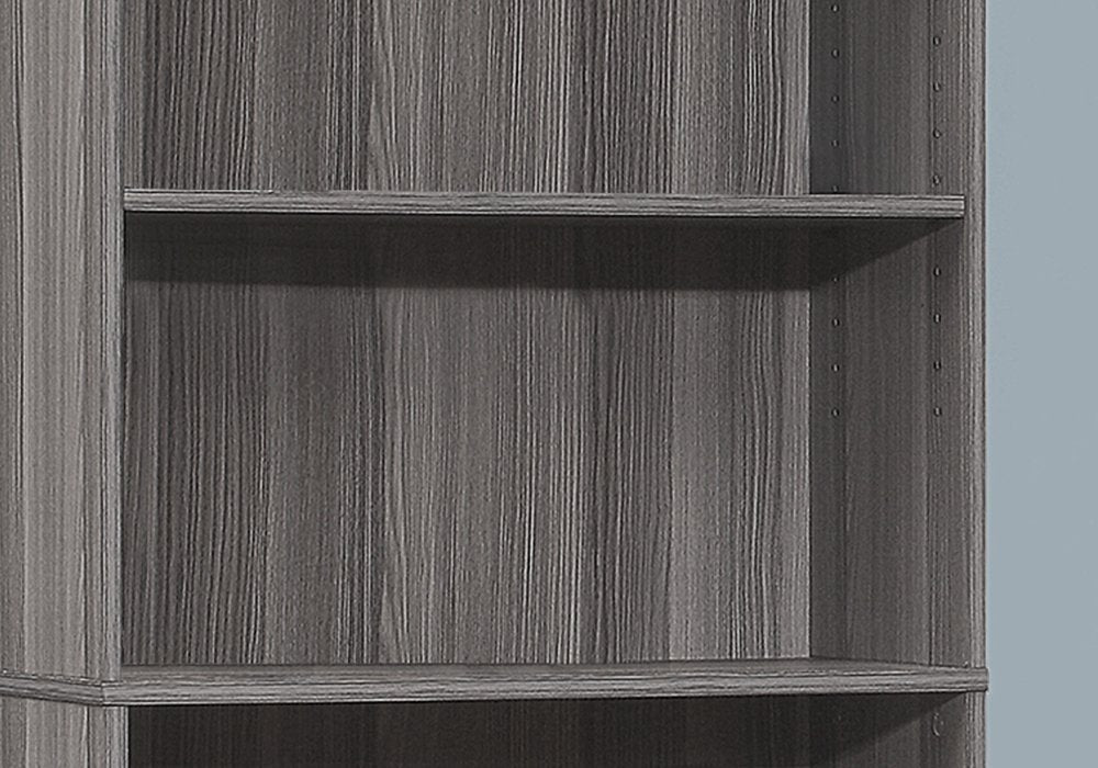 71" Gray Wood Adjustable Five Tier Bookcase HomeRoots