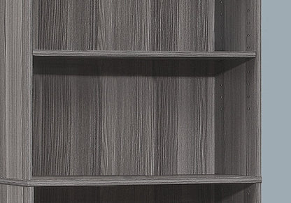 71" Gray Wood Adjustable Five Tier Bookcase HomeRoots