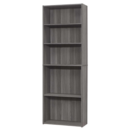 Gray Wood Adjustable Five Tier Bookcase