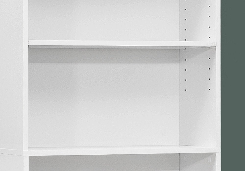 71" White Wood Adjustable Five Tier Bookcase HomeRoots