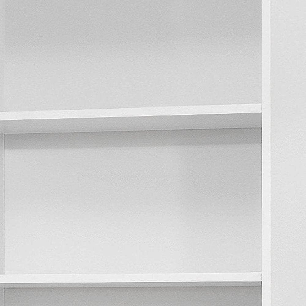71" White Wood Adjustable Five Tier Bookcase HomeRoots