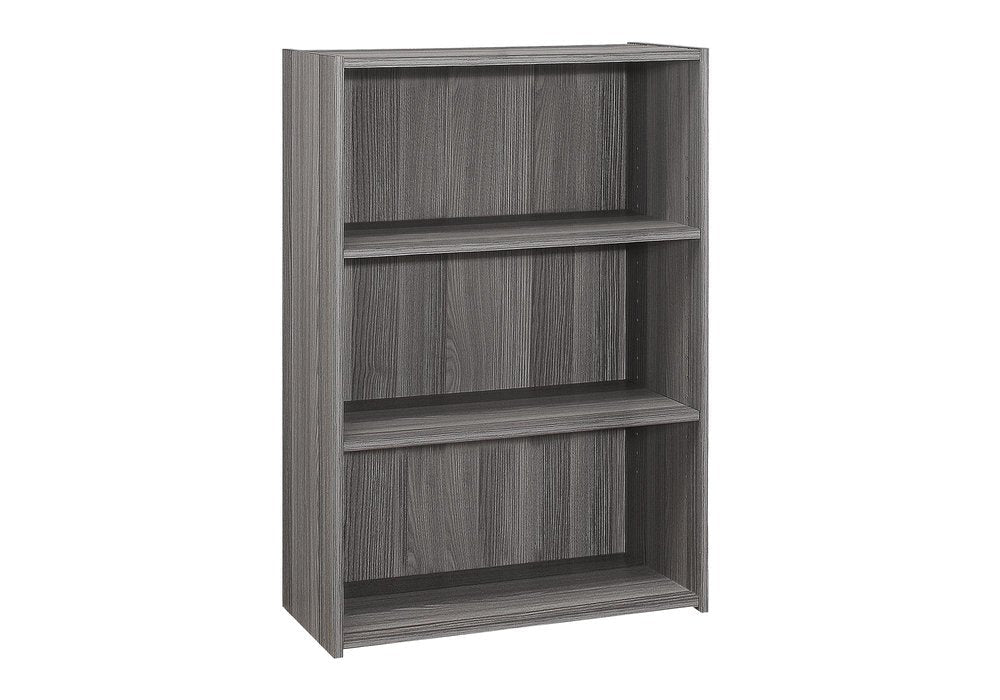 Gray Wood Adjustable Three Tier Bookcase HomeRoots