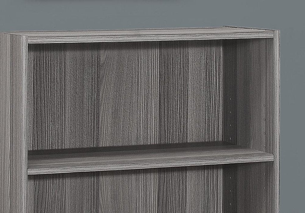 Gray Wood Adjustable Three Tier Bookcase HomeRoots