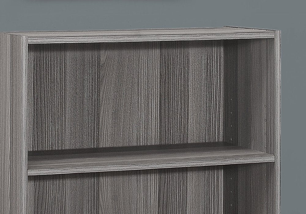 Gray Wood Adjustable Three Tier Bookcase HomeRoots