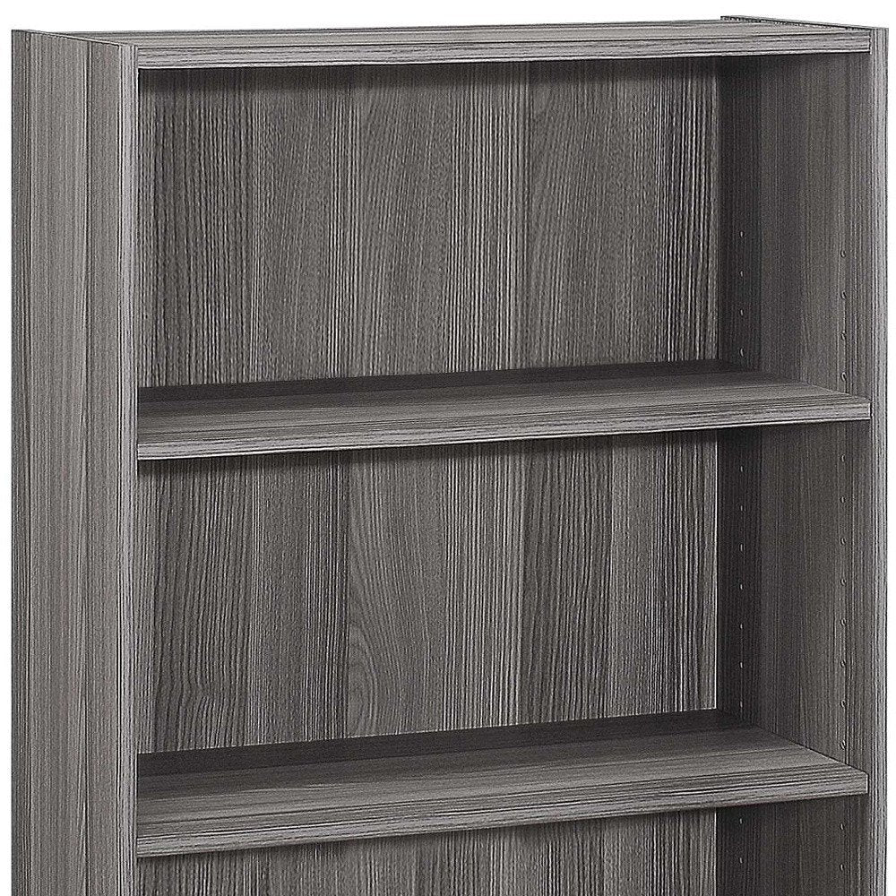 Gray Wood Adjustable Three Tier Bookcase HomeRoots