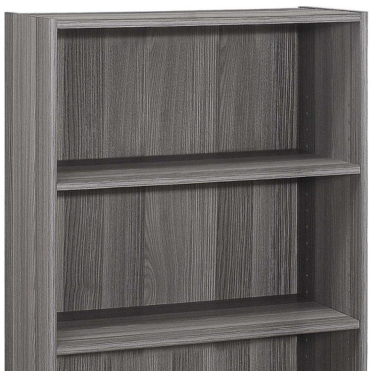 Gray Wood Adjustable Three Tier Bookcase HomeRoots