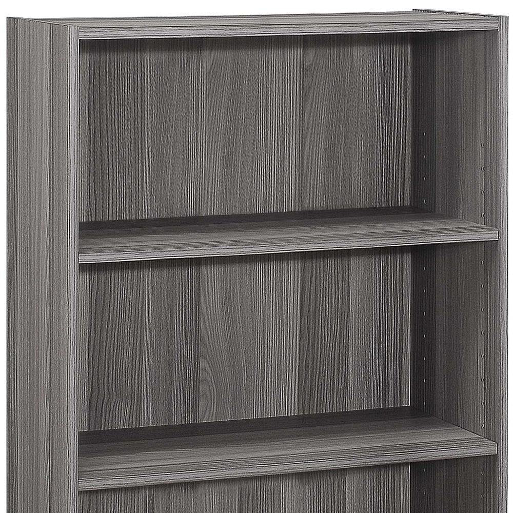 Gray Wood Adjustable Three Tier Bookcase HomeRoots