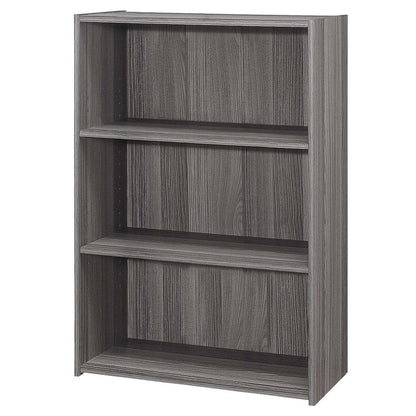 Gray Wood Adjustable Three Tier Bookcase HomeRoots