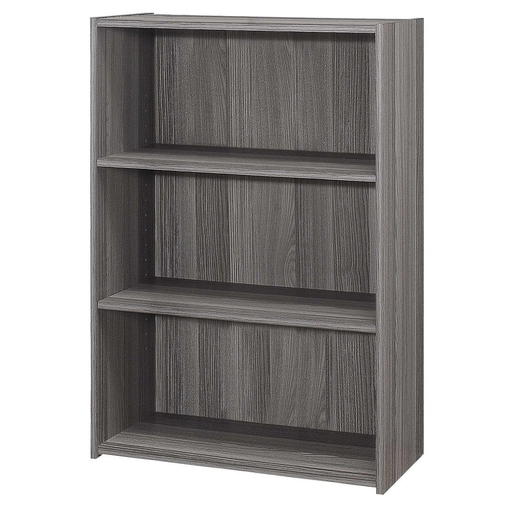 Gray Wood Adjustable Three Tier Bookcase HomeRoots