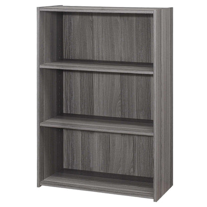 Gray Wood Adjustable Three Tier Bookcase HomeRoots