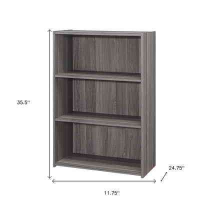Gray Wood Adjustable Three Tier Bookcase HomeRoots