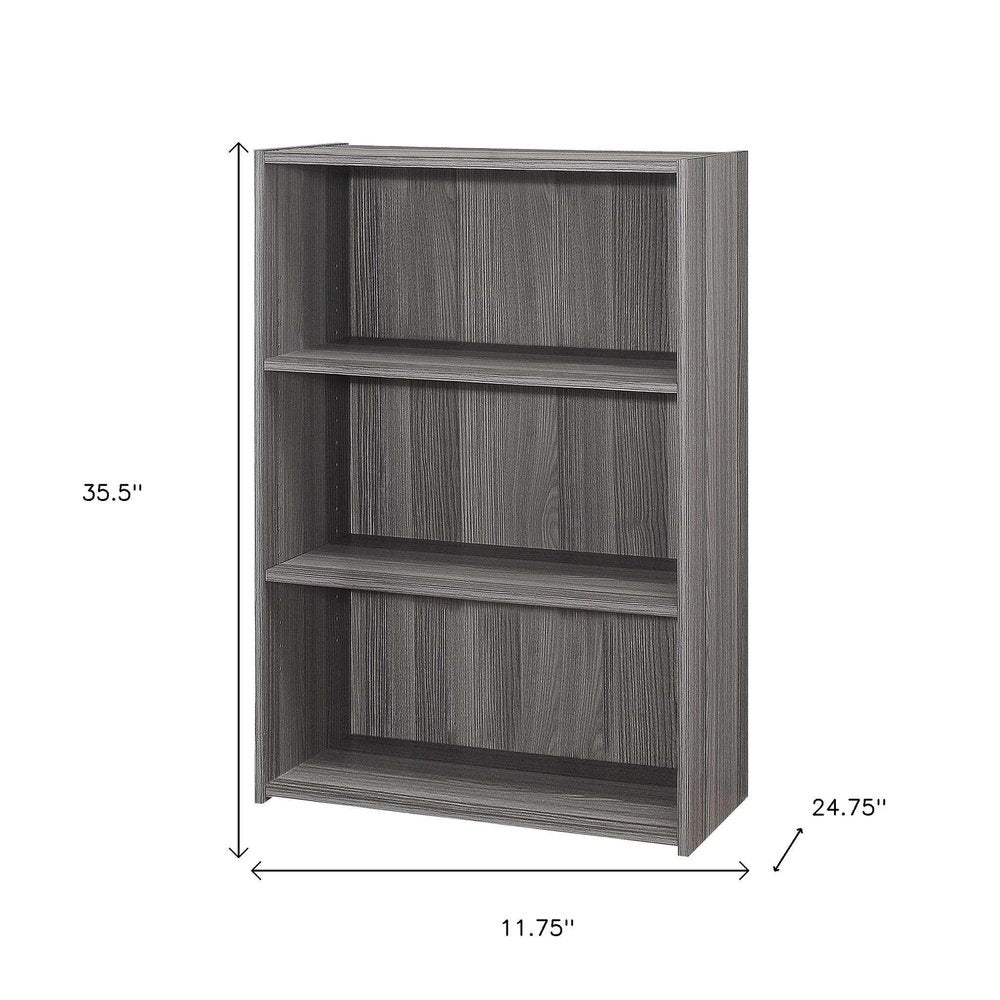 Gray Wood Adjustable Three Tier Bookcase HomeRoots