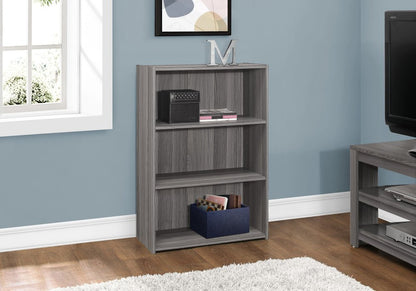 Gray Wood Adjustable Three Tier Bookcase HomeRoots