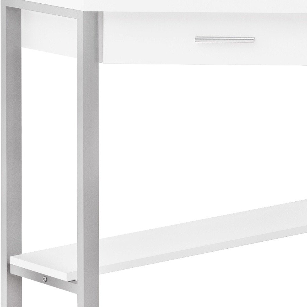 42" White and Silver Corner Computer Desk HomeRoots