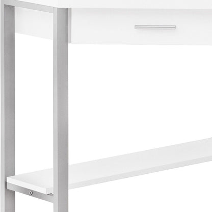42" White and Silver Corner Computer Desk HomeRoots