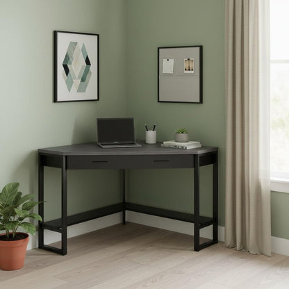 42" Gray and Black Corner Computer Desk HomeRoots