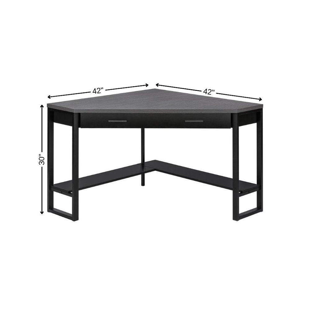 42" Gray and Black Corner Computer Desk HomeRoots