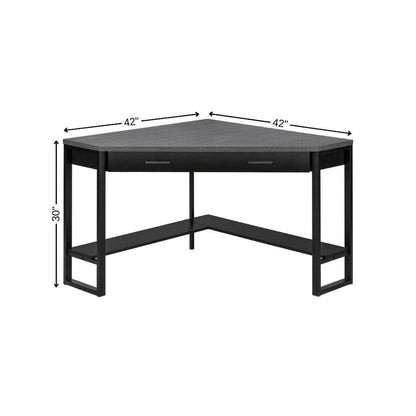 42" Gray and Black Corner Computer Desk HomeRoots
