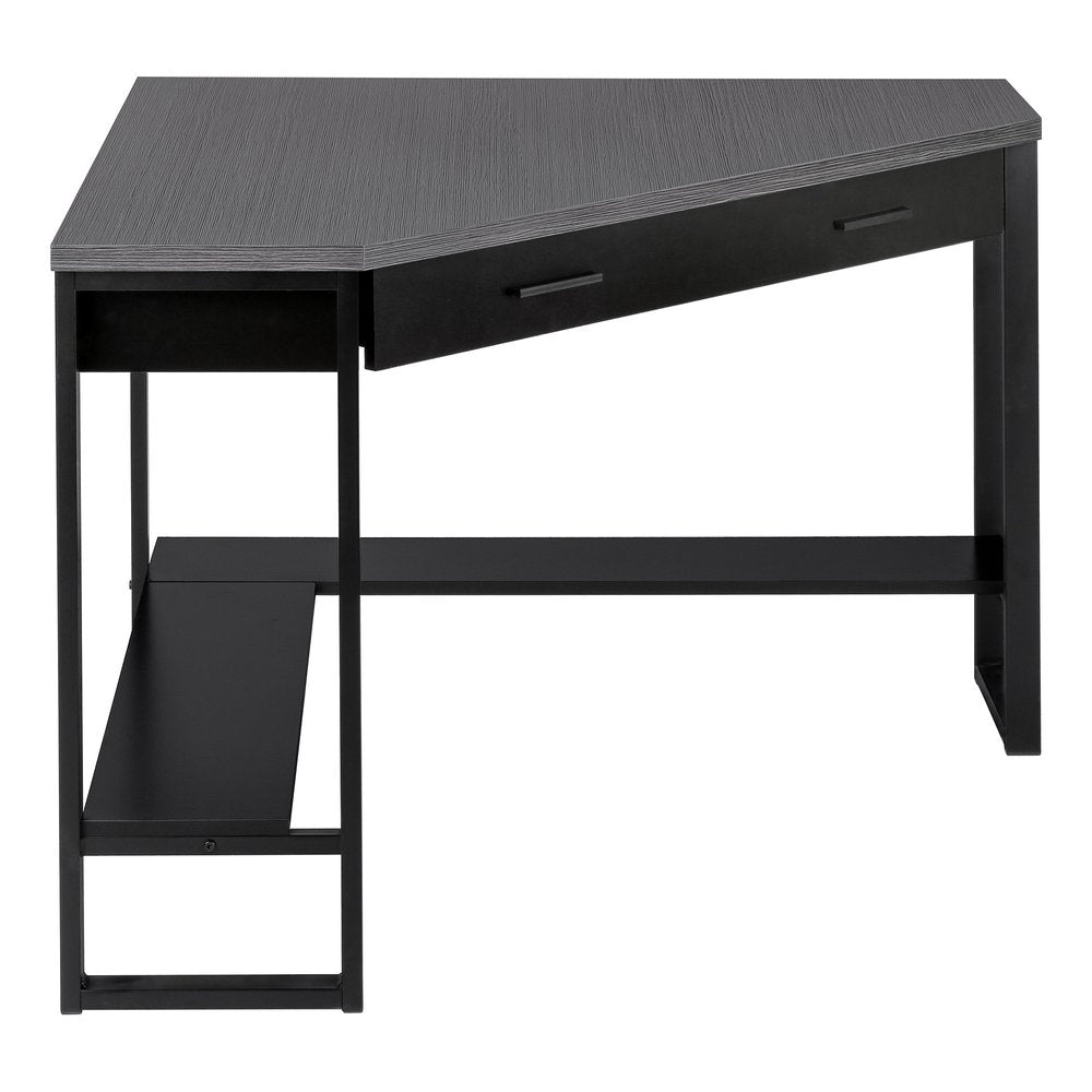 42" Gray and Black Corner Computer Desk HomeRoots