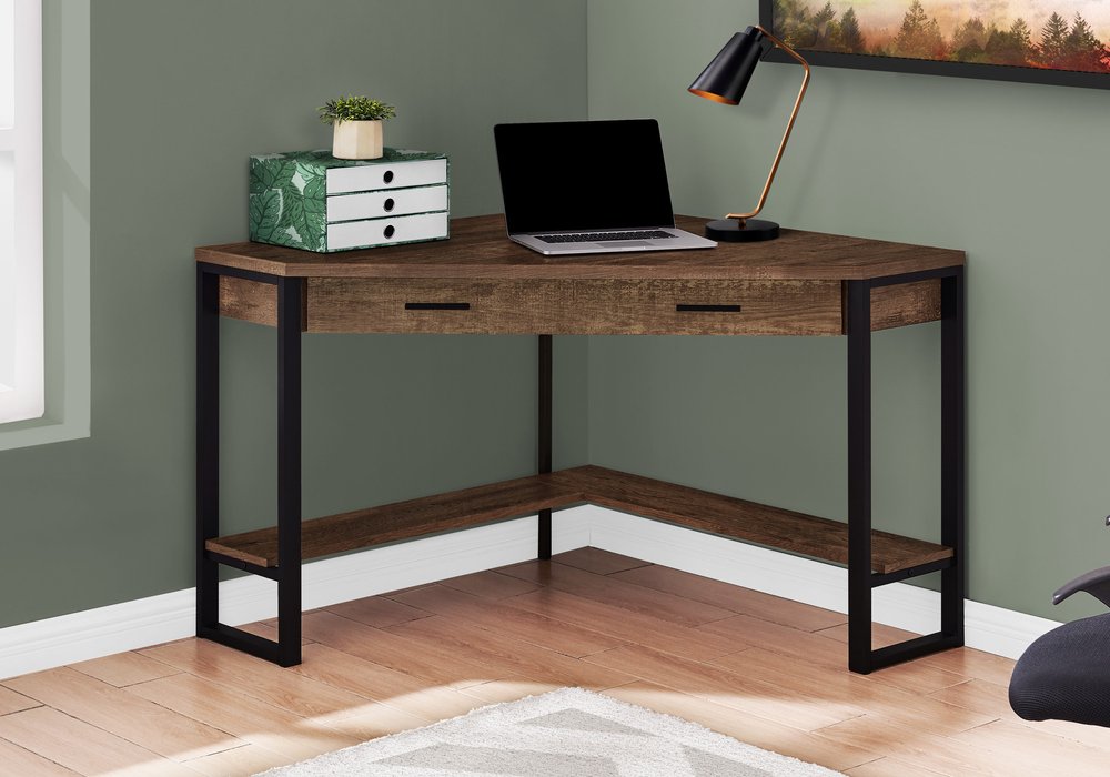 42" Brown and Black Corner Computer Desk HomeRoots