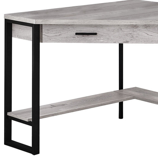 42" Gray and Black Corner Computer Desk HomeRoots