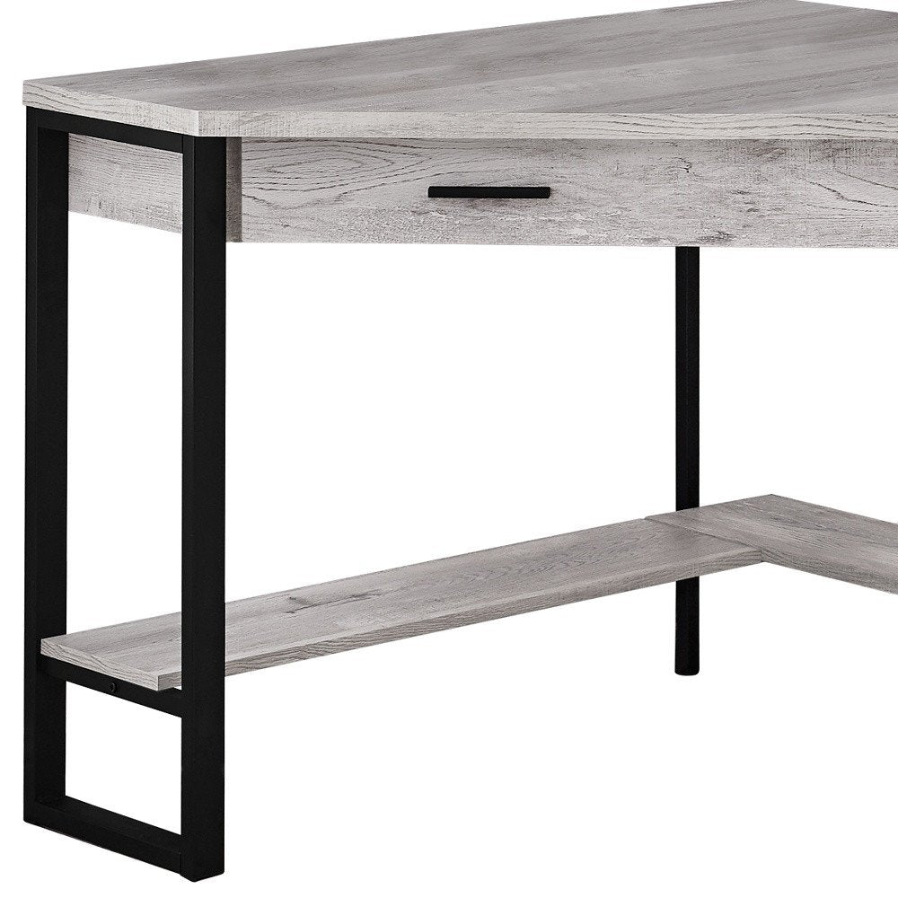 42" Gray and Black Corner Computer Desk HomeRoots