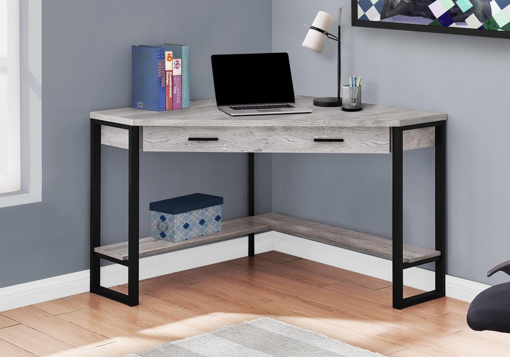 42" Gray and Black Corner Computer Desk HomeRoots