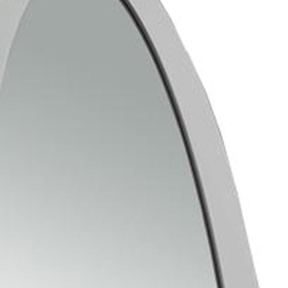 59" Gray Oval Framed Cheval Standing Mirror - FurniFindUSA