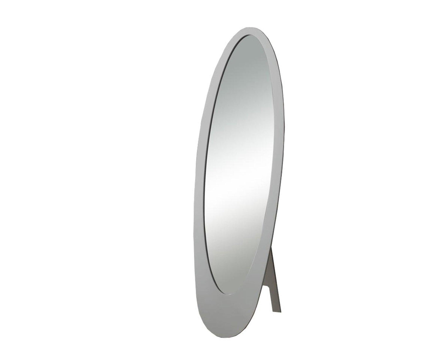 59" Gray Oval Framed Cheval Standing Mirror - FurniFindUSA