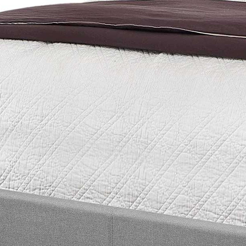 Solid Wood Queen Tufted Gray Upholstered Linen Bed With Nailhead Trim HomeRoots