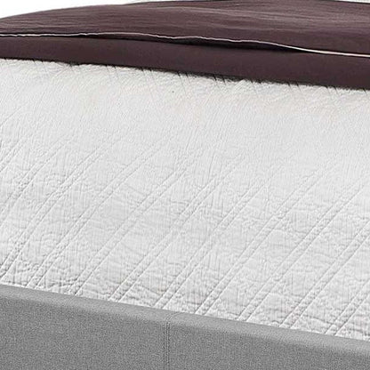 Solid Wood Queen Tufted Gray Upholstered Linen Bed With Nailhead Trim HomeRoots