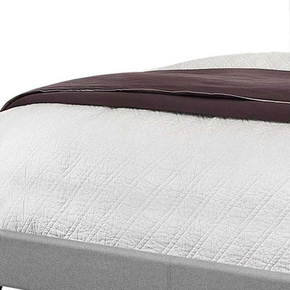 Solid Wood Queen Tufted Gray Upholstered Linen Bed With Nailhead Trim HomeRoots