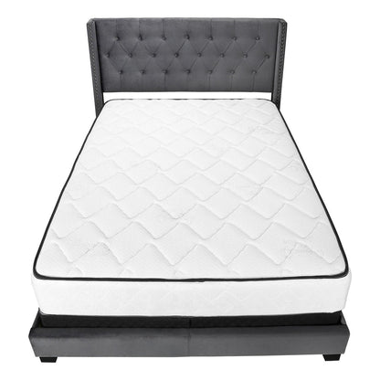 Solid Wood Queen Tufted Gray Upholstered Velvet Bed With Nailhead Trim HomeRoots