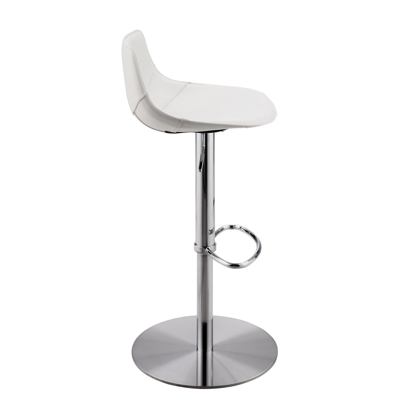 Adjustable Height White And Silver Steel Swivel Bar Height Bar Chair - FurniFindUSA