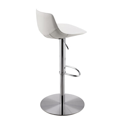 Adjustable Height White And Silver Steel Swivel Bar Height Bar Chair - FurniFindUSA