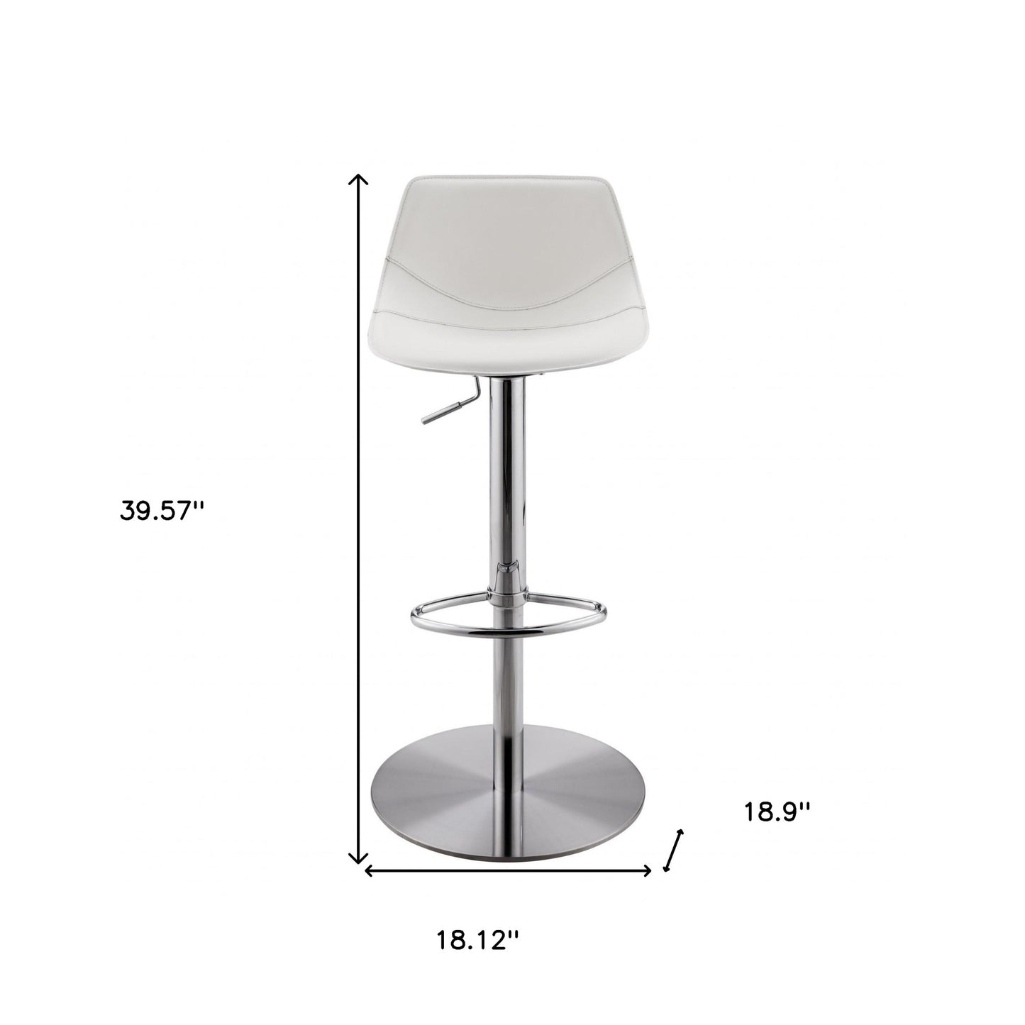 Adjustable Height White And Silver Steel Swivel Bar Height Bar Chair - FurniFindUSA