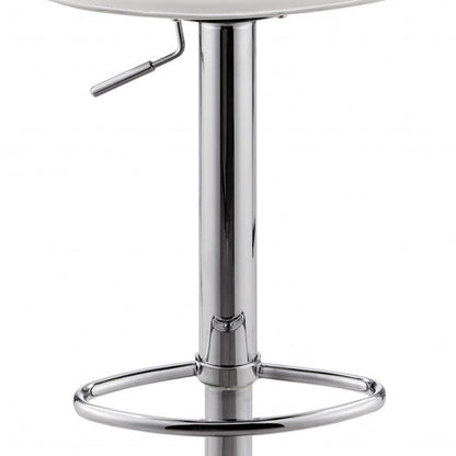 Adjustable Height White And Silver Steel Swivel Bar Height Bar Chair - FurniFindUSA