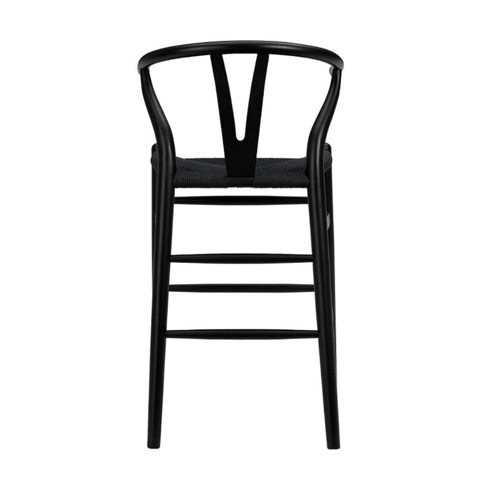 26" Black Rush And Solid Wood Counter Height Bar Chair HomeRoots