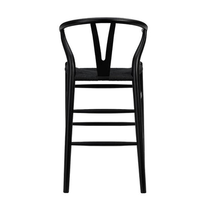 26" Black Rush And Solid Wood Counter Height Bar Chair HomeRoots