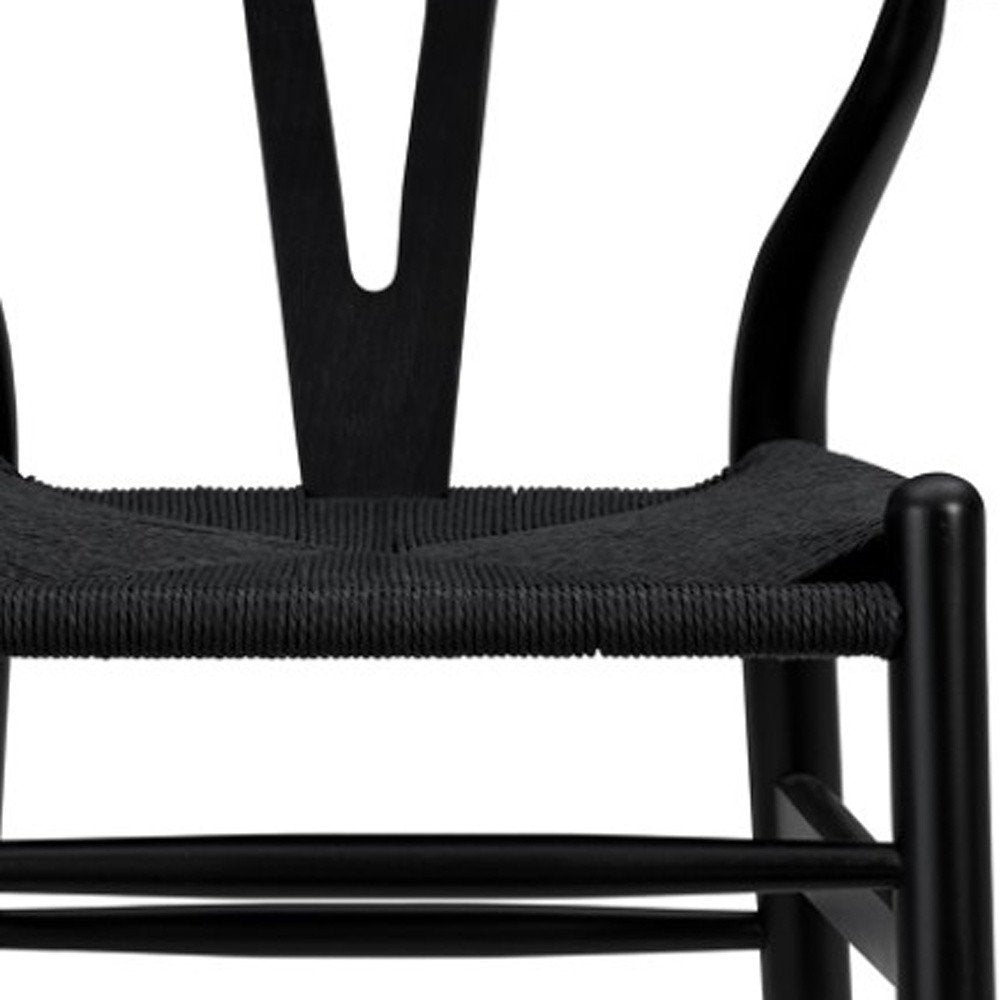 26" Black Rush And Solid Wood Counter Height Bar Chair HomeRoots