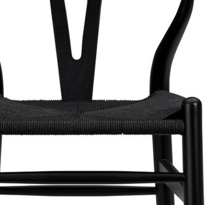 26" Black Rush And Solid Wood Counter Height Bar Chair HomeRoots
