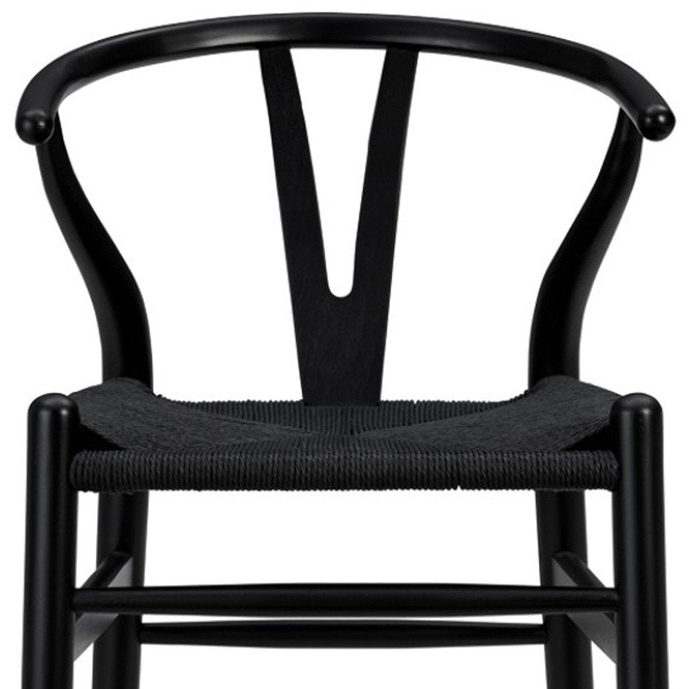 26" Black Rush And Solid Wood Counter Height Bar Chair HomeRoots